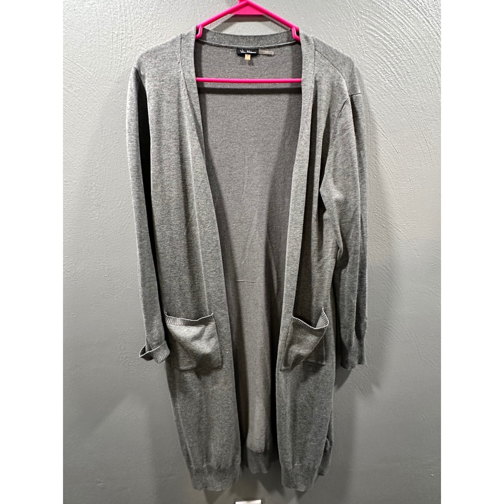 Vila Milano Womens Gray Longline Open Front Cardigan Duster Sweater Size L